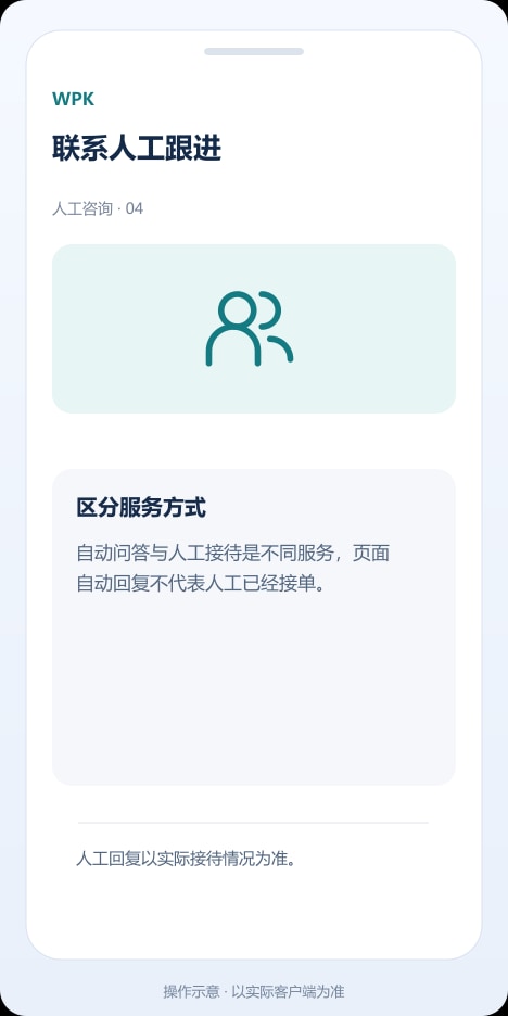 WPK 联系人工跟进操作示意
